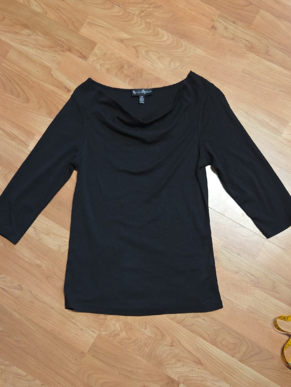 mercer & madison Black 3/4 Sleeve Cowl Neck Top